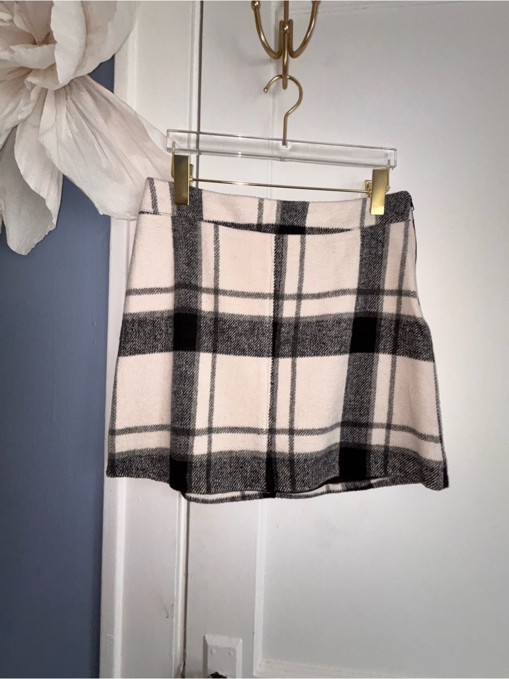 Lulu's Cream and Black Plaid Mini Skirt